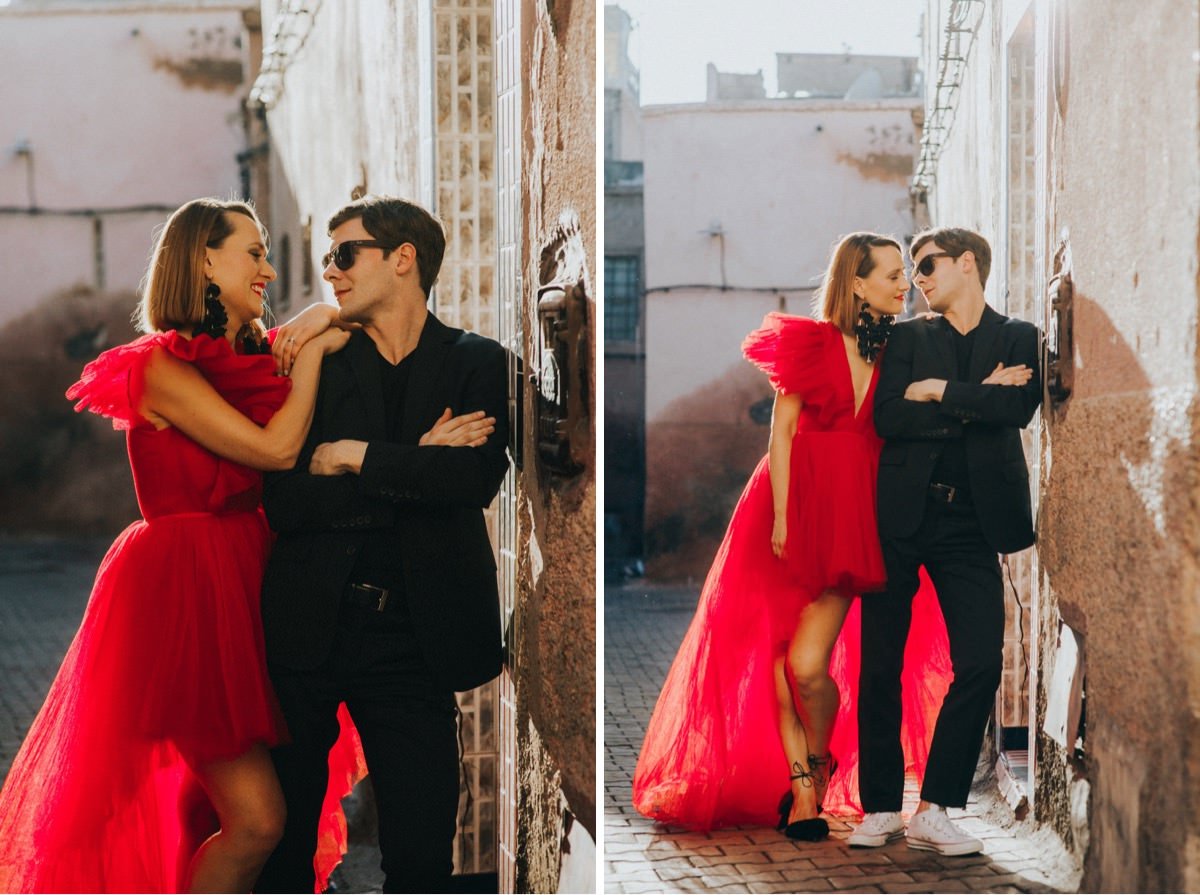 sesja poślubna, red wedding dress Giambattista Valli HM Morocco elopement ślub zagranicą Decolove
